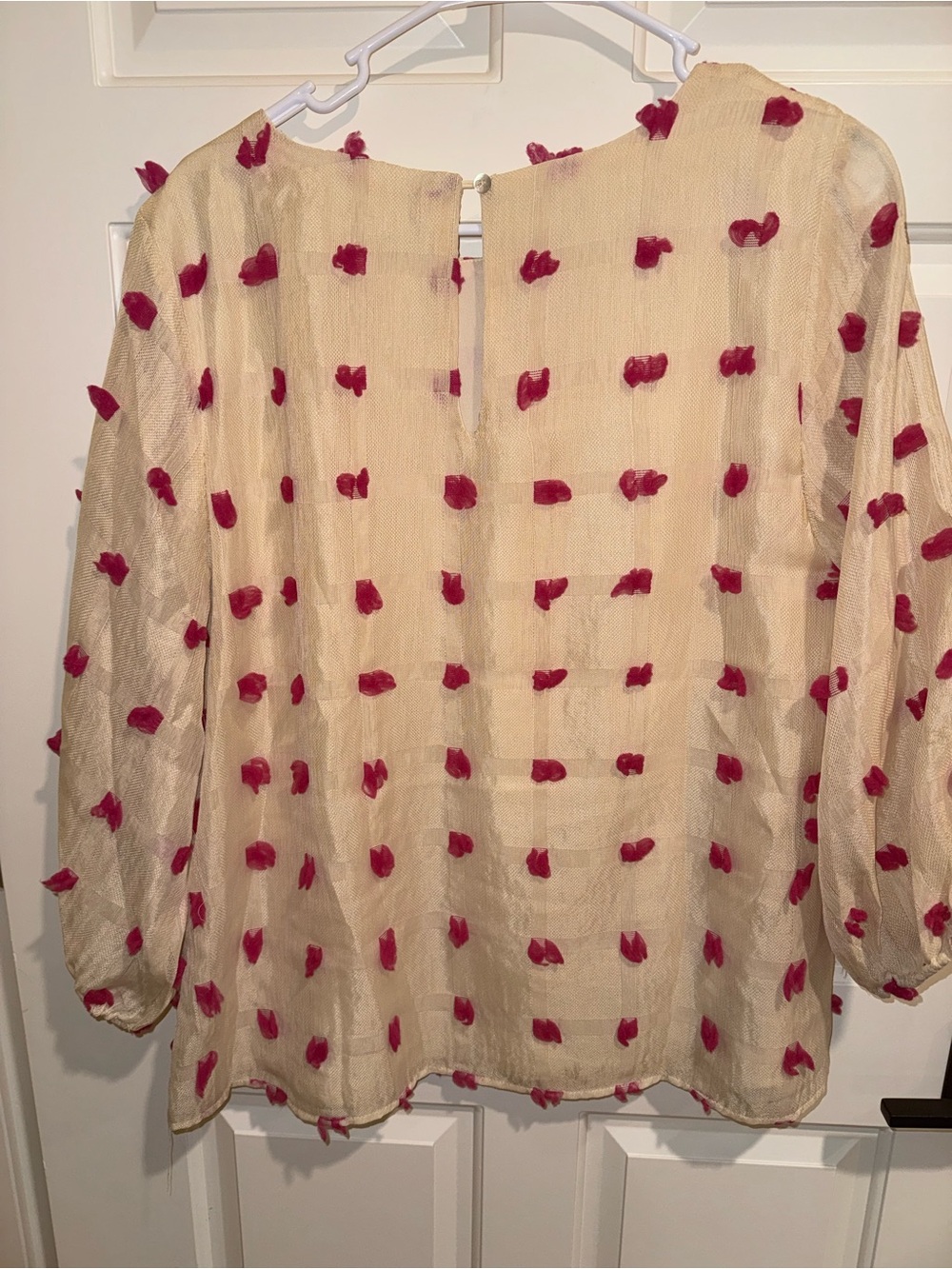 JODIFL Cream Blouse with Fuchsia Dot Texture - Picture 4 of 4